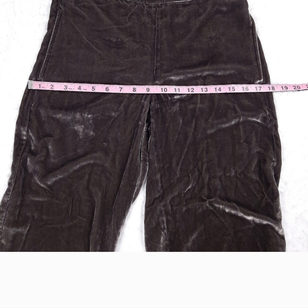 Madewell Velvet Pull On Pants silk blend crop wide leg elastic waist dark gray - Picture 7 of 8